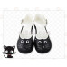 New!  Black White Japanese Retro Cat Pattern Classic Lolita Style Shoes